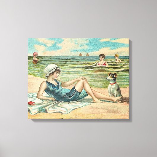 Toile Victorian Beach Swim Girl Ocean Summer Vacances (Recto)