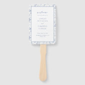 Toile Victorian Blauw Bloemstuk Bruiloft Ceremonie Handwaaier (Voorkant)