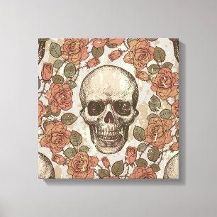Toile victorienne art. de crâne et de roses