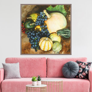 Toile Vie morte de récolte d'automne avec Citrouilles, G