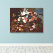 Toile Vie morte des fleurs dans un panier (Insitu (Plancher de Bois))