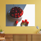 Toile Vie morte esthétique avec cerises mûres sur blanc (Insitu(Salon))