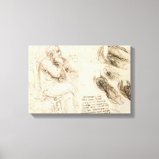 Toile Vieil Homme et Esquisse d'eau de Léonard de Vinci (Recto)