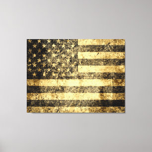 Toile Vieille grunge de drapeau américain fendue