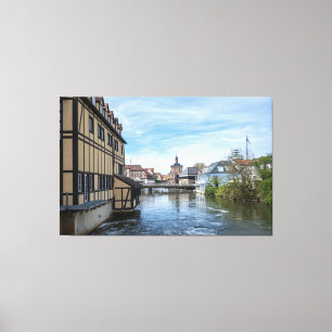 Toile Vieille ville et rivière Regnitz à Bamberg, Allema