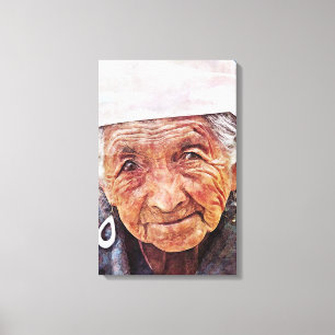 Toile Vielle femme cool peinture à l'aquarelle