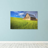 Toile Vielle grange en champ de blé de printemps (Insitu (Plancher de Bois))