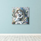 Toile Vierge Marie et bébé Jésus | Statue mosaïque (Insitu (Plancher de Bois))