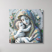 Toile Vierge Marie et bébé Jésus | Statue mosaïque (Recto)