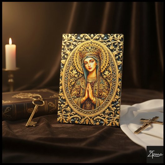 Toile Vierge Marie Révérence Dorée