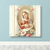 Toile Vierge Vierge Marie avec Christ Enfant Jésus Roses (Insitu (Plancher de Bois))