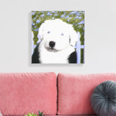 Toile Vieux anglais Sheepdog Puppy Peinture - Chien Art (Insitu(Salon))