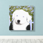 Toile Vieux anglais Sheepdog Puppy Peinture - Chien Art (Insitu (Plancher de Bois))