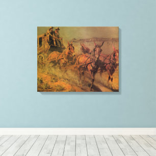 Toile Vieux Cowboys, La diligence par John Borein