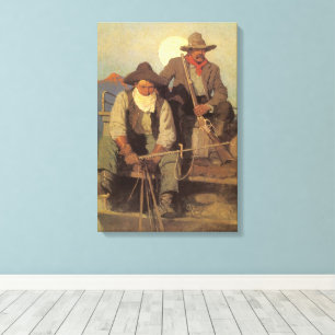 Toile Vieux Cowboys, The Pay Stage par NC Wyeth
