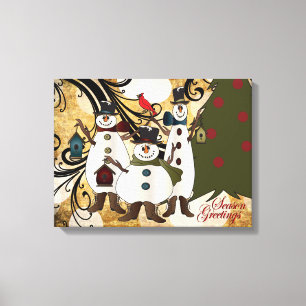 Toile Vieux mode Abstraits Snowmen Salutations de sais