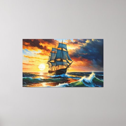Toile Vieux voilier sur une mer orageuse (Recto)