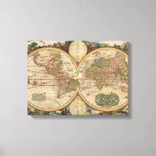 Toile Vieux World Map By Nicolaas Visscher