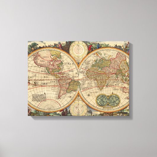 Toile Vieux World Map By Nicolaas Visscher (Recto)