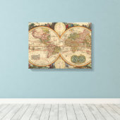 Toile Vieux World Map By Nicolaas Visscher (Insitu (Plancher de Bois))