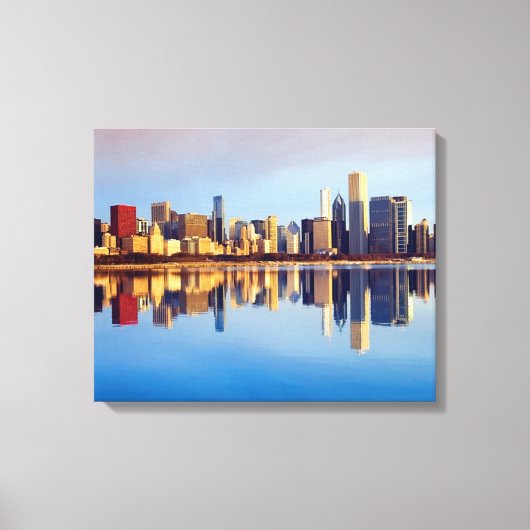 Toile View of Chicago skyline with reflection (Recto)