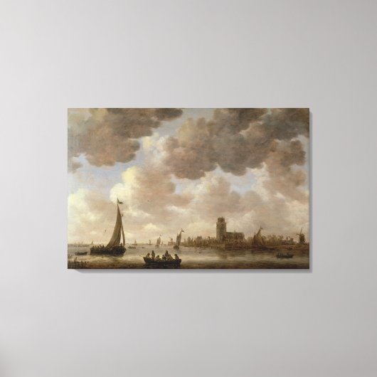 Toile View of Dordrecht Downstream from the Grote Kerk, (Recto)