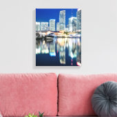 Toile View of skyline with reflection in water, Miami (Insitu(Salon))