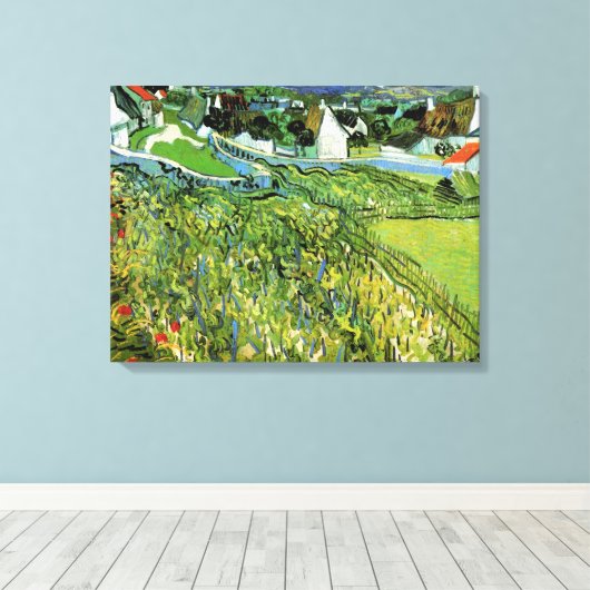 Toile Vignoble avec vue d'Auvers de Vincent van Gogh (Insitu (Plancher de Bois))