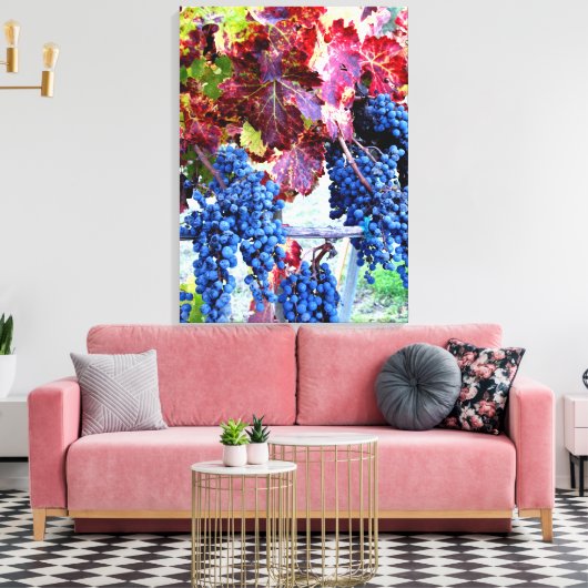 Toile Vignoble d'automne Blue Grapes Red Feuilles photo (Insitu(Salon))