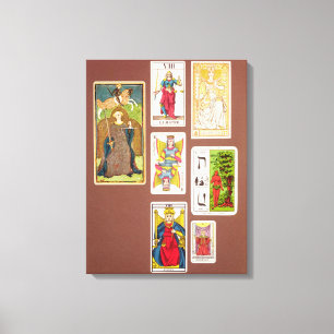 Toile VIII justice, sept cartes de tarot