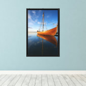 Toile Viking Longship Reflection Scandinave Nautique (Insitu (Plancher de Bois))