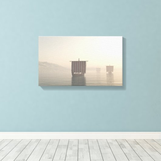 Toile Viking Longships in the Mist (Insitu (Plancher de Bois))