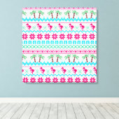 Toile Vilain pull de Noël Flamant rose Tropical (Insitu (Plancher de Bois))