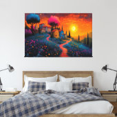 Toile Village de coucher de soleil enchanté (Insitu(Chambre))