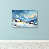Toile Village d'hiver alpin sous Starlit Sky (Insitu (Plancher de Bois))