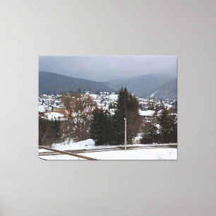 Toile Village d'hiver panoramique - Paysage rural Rouman