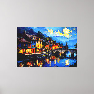 Toile Village fluvial sur la lune