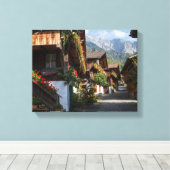 Toile Village SuisseAvec Boîtes Fleurs Canvas Imprimer (Insitu (Plancher de Bois))