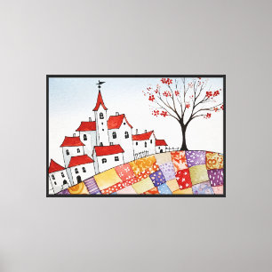 Toile Village sur une colline
