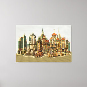 Toile Ville de fantasy futuriste Art de ciel Sci-Fi