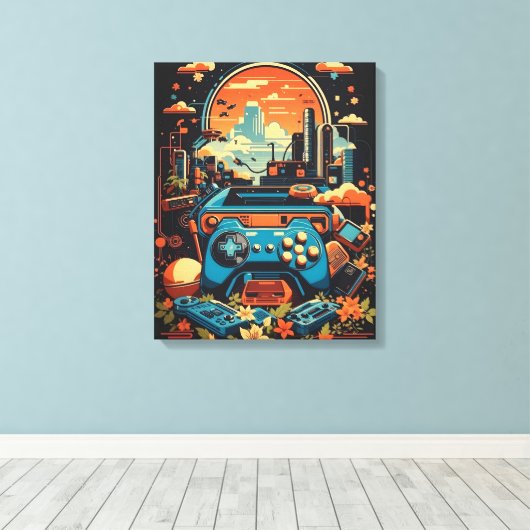 Toile Ville de jeux Retro (Insitu (Plancher de Bois))