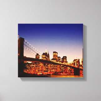 Toile Ville de New York avec pont sur le fleuve