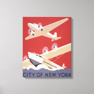 Toile Ville de New York Poster WPA des avions Vintages