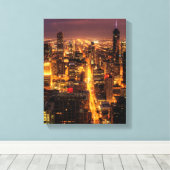Toile Ville de nuit de Chicago (Insitu (Plancher de Bois))