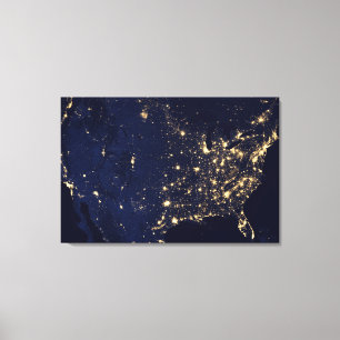 Toile Ville Des États-Unis La Nuit.