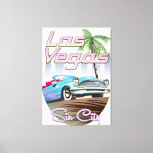 Toile ville du péché affiche de voyage Las Vegas 1980