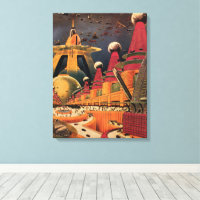 Ville futuriste de science-fiction vintage avec vo