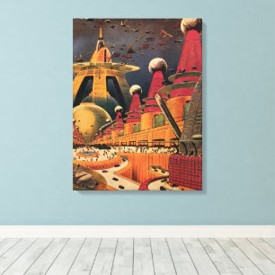 Toile Ville futuriste de science-fiction vintage avec vo