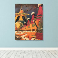 Ville futuriste de science-fiction vintage avec vo