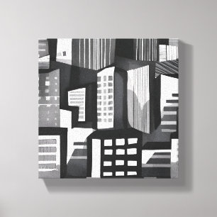 Toile Ville géométrique moderne   Contemporain noir et b